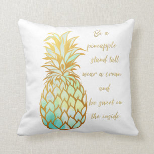 Be A Pineapple Throw Pillow in tones of green/blue