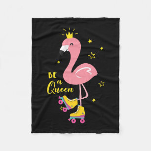 Be A Queen Pink Flamingo Skate Roller Women Girls Fleece Blanket
