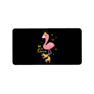 Be A Queen Pink Flamingo Skate Roller Women Girls Label