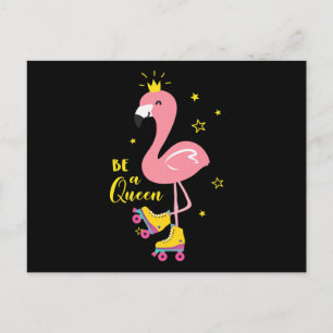 Be A Queen Pink Flamingo Skate Roller Women Girls Postcard