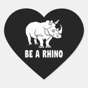 Be A Rhino Rhinoceros Zchieve Success Heart Sticker