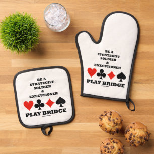 Be A Strategist Soldier & Executioner Play Bridge Oven Mitt & Pot Holder Set