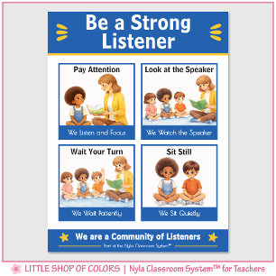 Be a Strong Listener Classroom Anchor Chart