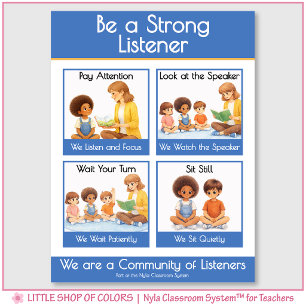 Be a Strong Listener Classroom Anchor Chart