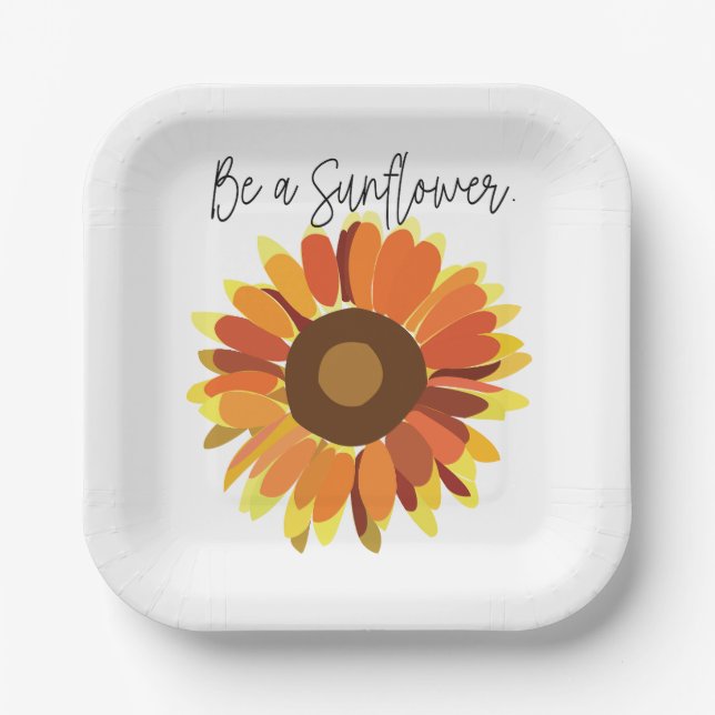 Be a Sunflower Party Paper Plate (Front)