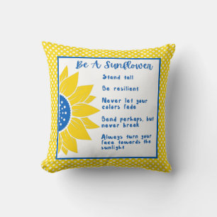Be A Sunflower Word Art Ukraine Colours Cushion