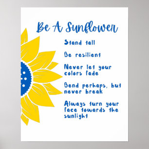 Be A Sunflower Word Art Ukraine Colours Large Poster