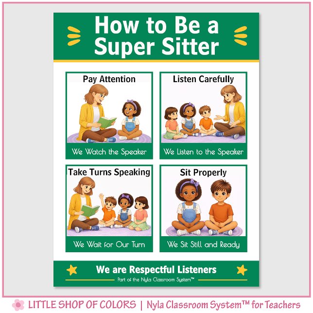 Be a Super Sitter Classroom Anchor Chart (Creator Uploaded)