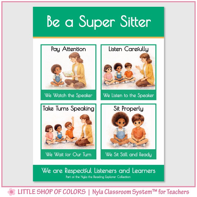 Be a Super Sitter Classroom Anchor Chart Poster (Creator Uploaded)