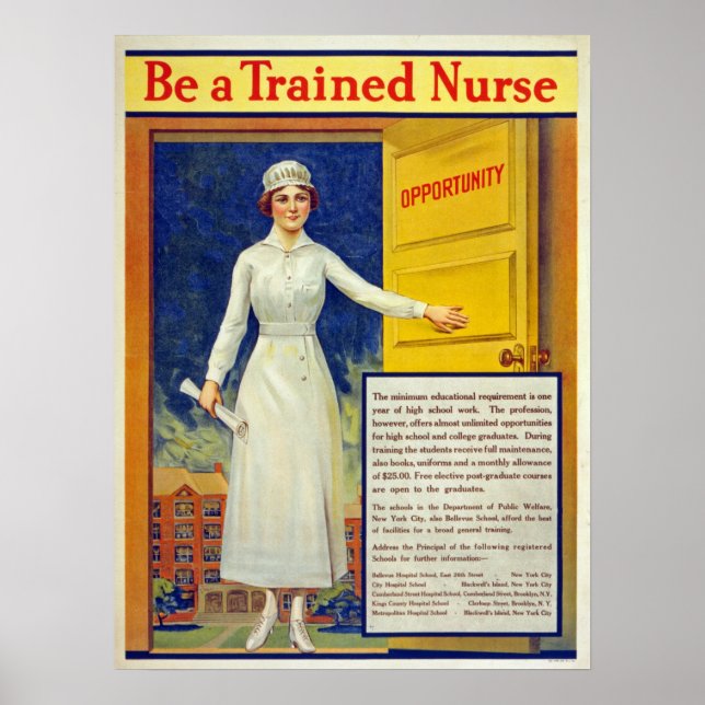 Be a trained nurse, restored vintage poster (Front)
