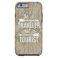 Be a Traveller Not a Tourist Map Typography Quote
