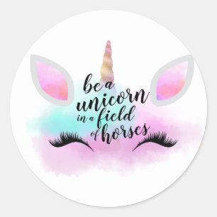 Be A Unicorn In A Field Of Horses Personalised Classic Round Sticker