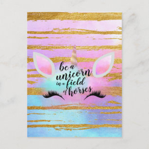 Be A Unicorn In A Field Of Horses Personalised Postcard