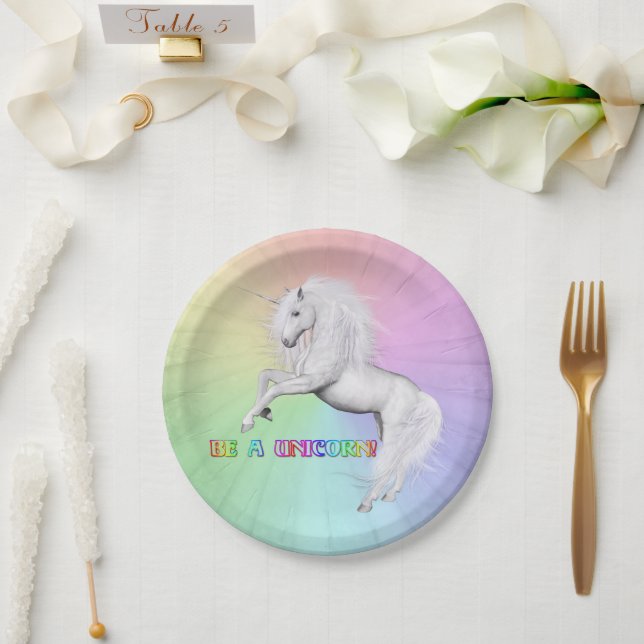 Be A Unicorn Paper Plate (Wedding)