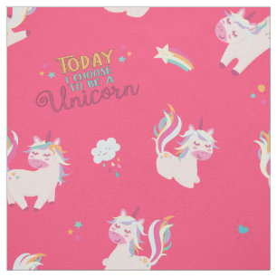 Be a unicorn rainbow colour w/ stars & hearts pink fabric
