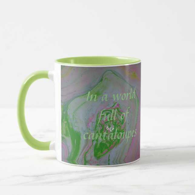 Be A Watermelon Funny Advice Quote Pastel Marble M Mug (Left)