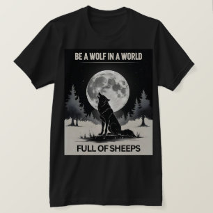 Be a Wolf in a World Full of Sheep" – Moonlight Fo T-Shirt