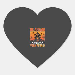 Be Afraid Haunted House Halloween Design Heart Sticker