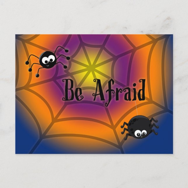 Be Afraid Two Spiders in a Web Postcard (Front)