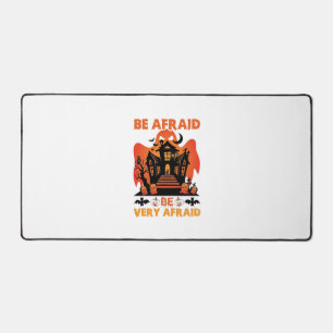 Be Afraid Very Halloween Haunted House Pumpkins_1 Desk Mat