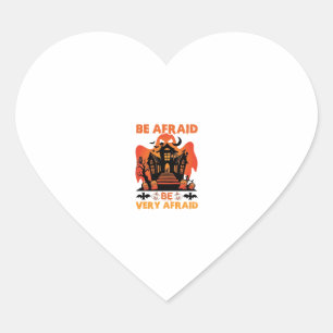 Be Afraid Very Halloween Haunted House Pumpkins_1 Heart Sticker