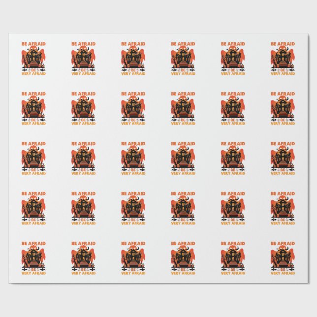Be Afraid Very Halloween Haunted House Pumpkins_1 Wrapping Paper (Flat)