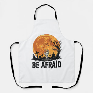 Be Afraid Vintage Halloween Graveyard Vector Desig Apron