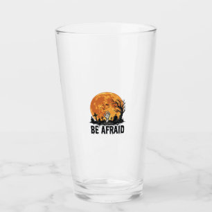 Be Afraid Vintage Halloween Graveyard Vector Desig Glass