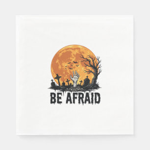 Be Afraid Vintage Halloween Graveyard Vector Desig Napkin