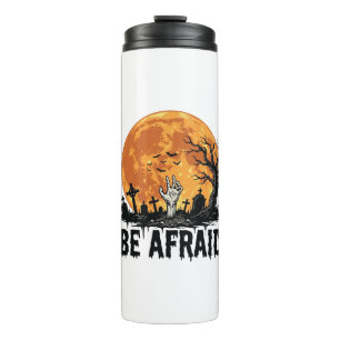 Be Afraid Vintage Halloween Graveyard Vector Desig Thermal Tumbler