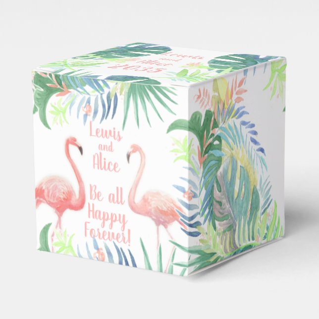 Be all Happy Forever! Fairy Tale Two Pink Flamingo Favour Box (Front Side)