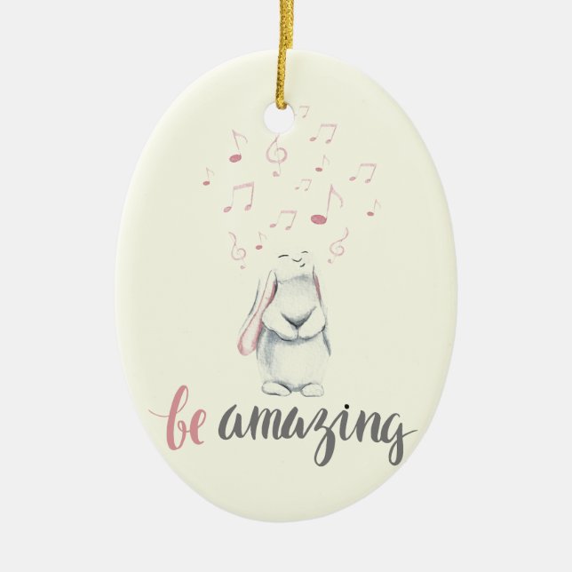 Be Amazing Music Bunny Ceramic Tree Decoration (Front)