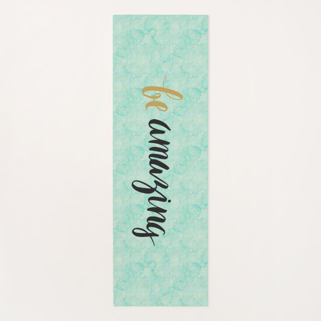 Be Amazing Quote Blue Yoga Mat (Front)