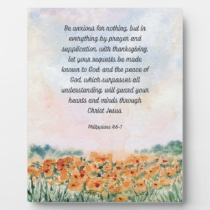 Be Anxious for Nothing Bible Verse Picture 8x10 Plaque