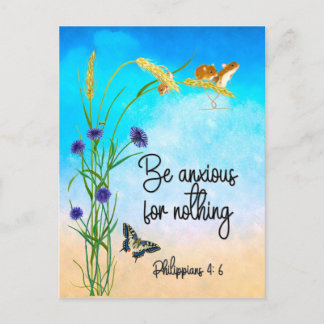 Be anxious for nothing Philippians 4:6 Postcard
