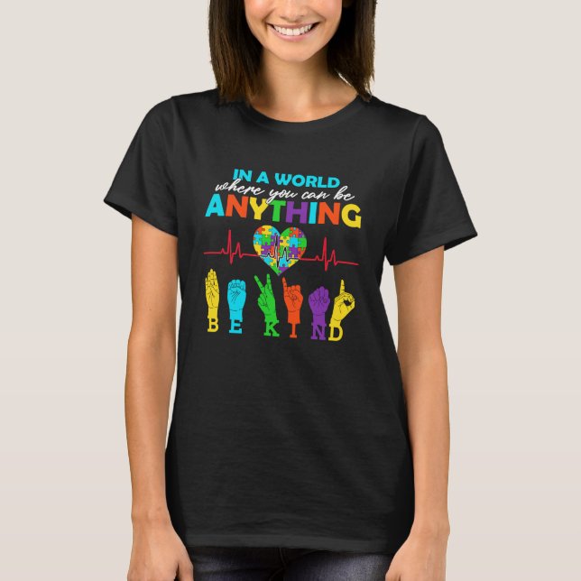 Be Anything Be Kind Autism Awareness Puzzle Heart  T-Shirt (Front)
