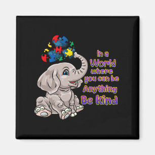 Be Autism Awareness Kind Elephant Puzzle Magnet