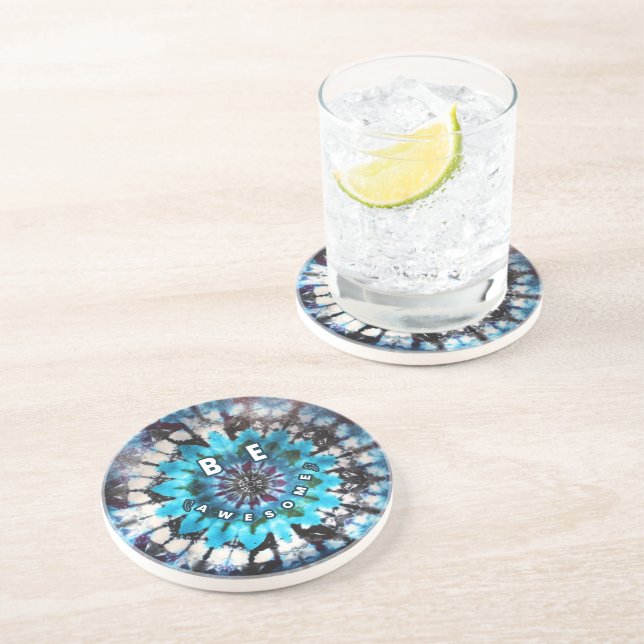 Be Awesome Tie Dye Design Coaster (Side)
