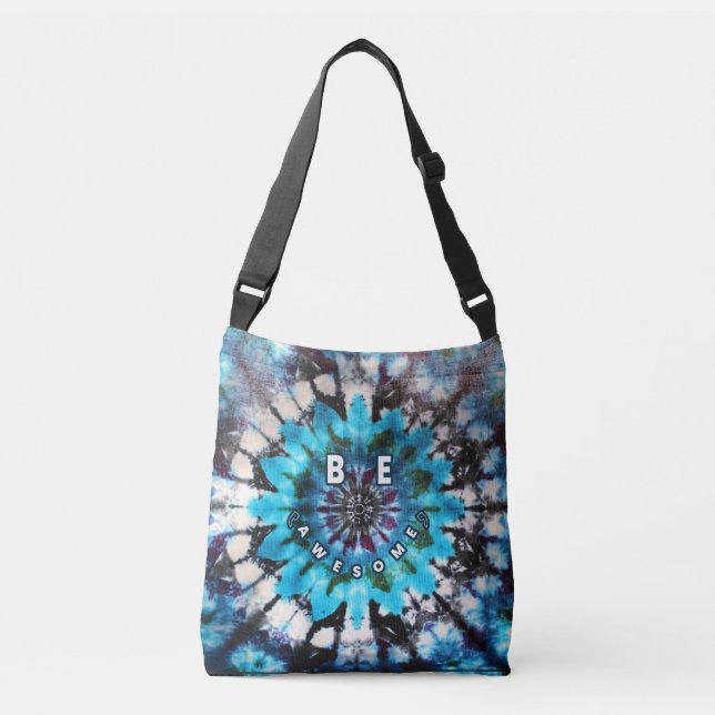 Be Awesome Tie Dye Design Crossbody Bag (Front)