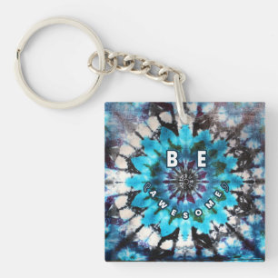 Be Awesome Tie Dye Design Key Ring