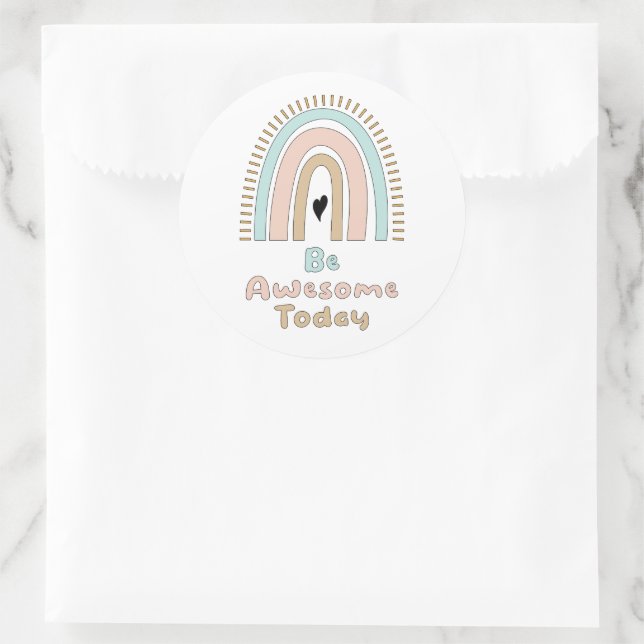 Be awesome today motivational colourful rainbow classic round sticker (Bag)