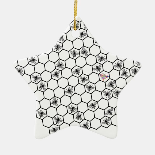 be bee different bees bee bees ceramic tree decoration (Front)