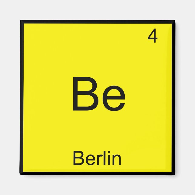 Be - Berlin Funny Chemistry Element Symbol T-Shirt Magnet (Front)