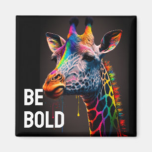 Be Bold Colorful Rainbow Giraffe Cute Zoo Animal Magnet