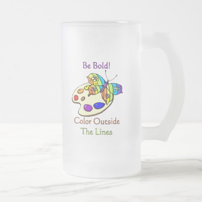 Be Bold! Colour Outside The Lines Frosted Glass Beer Mug (Right)