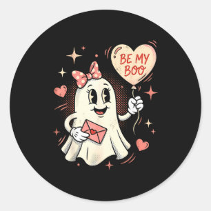 Be boo ghost heart balloon valentine love letter classic round sticker
