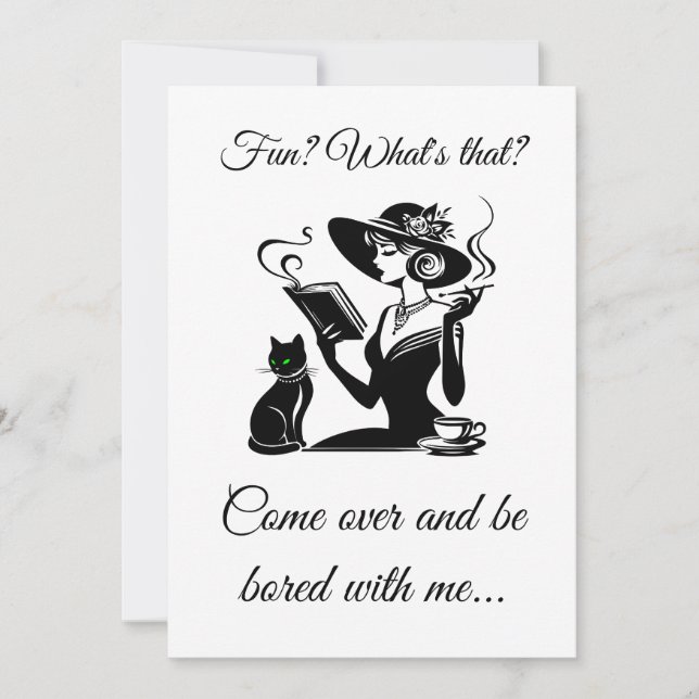 Be Bored with a Cat Printed Fillable Stationary Invitation (Front)