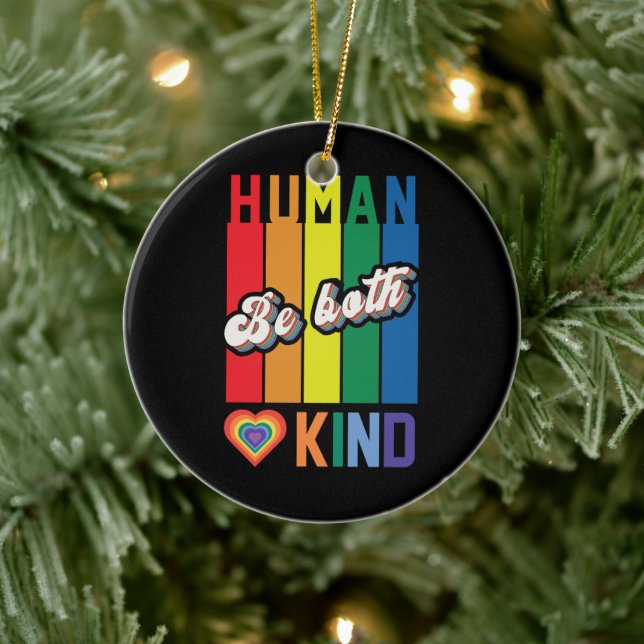 Be Both Human and Kind – Vintage Rainbow-Inspired Ceramic Tree Decoration (Tree)