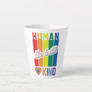 Be Both Human and Kind – Vintage Rainbow-Inspired Latte Mug
