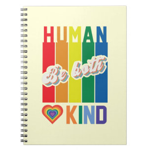 Be Both Human and Kind – Vintage Rainbow-Inspired Notebook